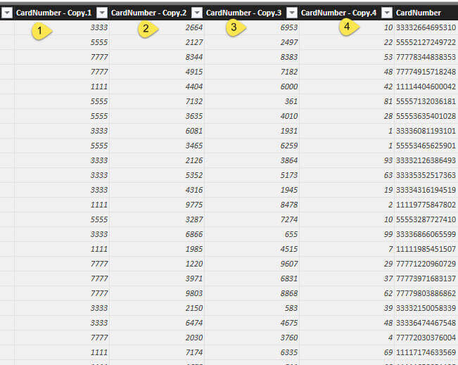 split column results